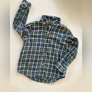 Vineyard Vines Toddler Boys Plaid Shirt 2T Blue Green Long Sleeve Button Up